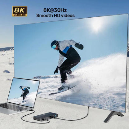 Unitek 13-in-1 USB-C, 8K Universal Docking Station, 30Hz, 2 x HDMI 2.1 + 1 x DP 2.0, 100W, Black