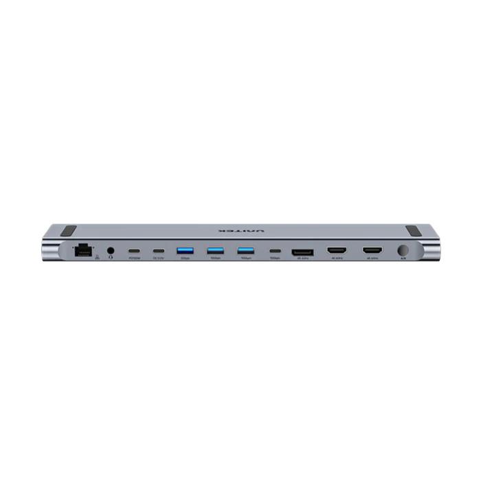Unitek uHUB15+ USB-C Triple 4K KVM Docking Station, 2x 5Gbps, 1x 10Gbps, 3x 10Gbps, 1x PD 100W, 1x DC5V, Grey