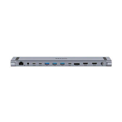 Unitek uHUB15+ USB-C Triple 4K KVM Docking Station, 2x 5Gbps, 1x 10Gbps, 3x 10Gbps, 1x PD 100W, 1x DC5V, Grey
