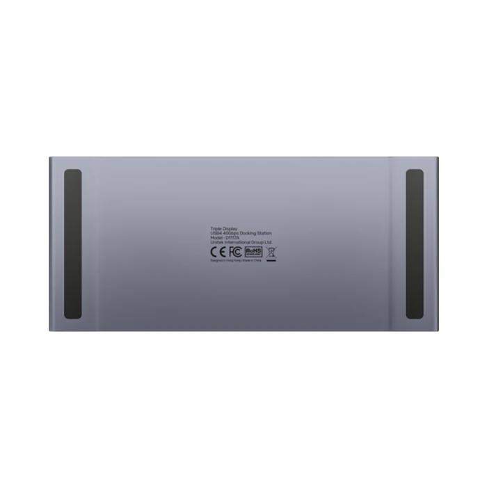 Unitek USB4 40Gbps Triple Display Docking Station, 1x 5Gbps, 2x 10Gbps, 1x PD20W, 1x Host, Grey