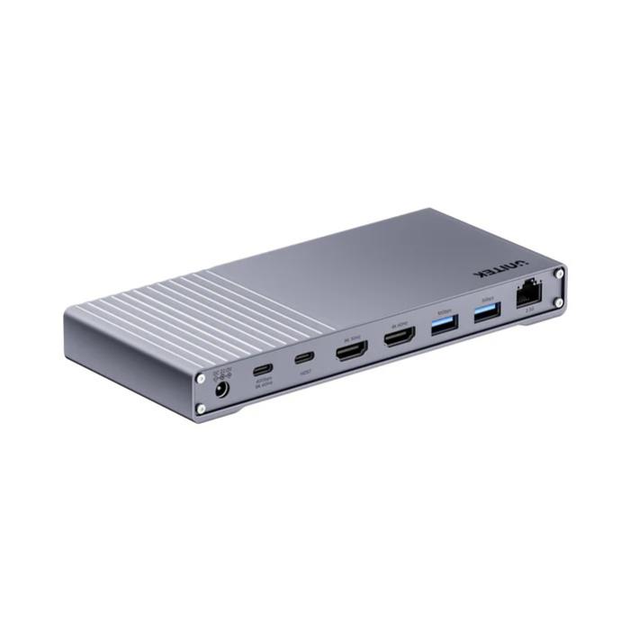 Unitek USB4 40Gbps Triple Display Docking Station, 1x 5Gbps, 2x 10Gbps, 1x PD20W, 1x Host, Grey