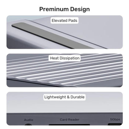 Unitek USB4 40Gbps Triple Display Docking Station, 1x 5Gbps, 2x 10Gbps, 1x PD20W, 1x Host, Grey
