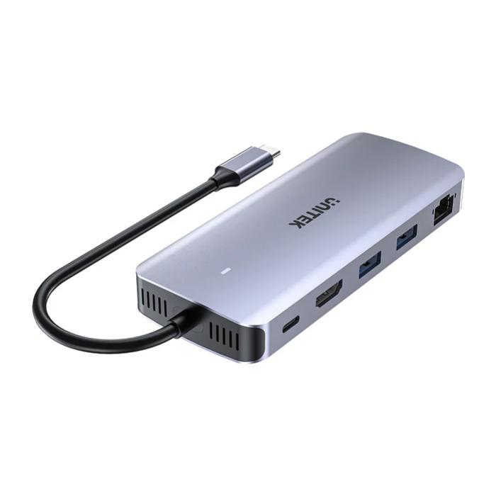 Unitek 6-in-1 USB-C Hub with M.2 SSD Enclosure, 1x USB-C, with PD100W USB-C Host Power, 1x HDMI, 2x USB-A, Ethernet RJ45 Jack, SSD Compatibility*