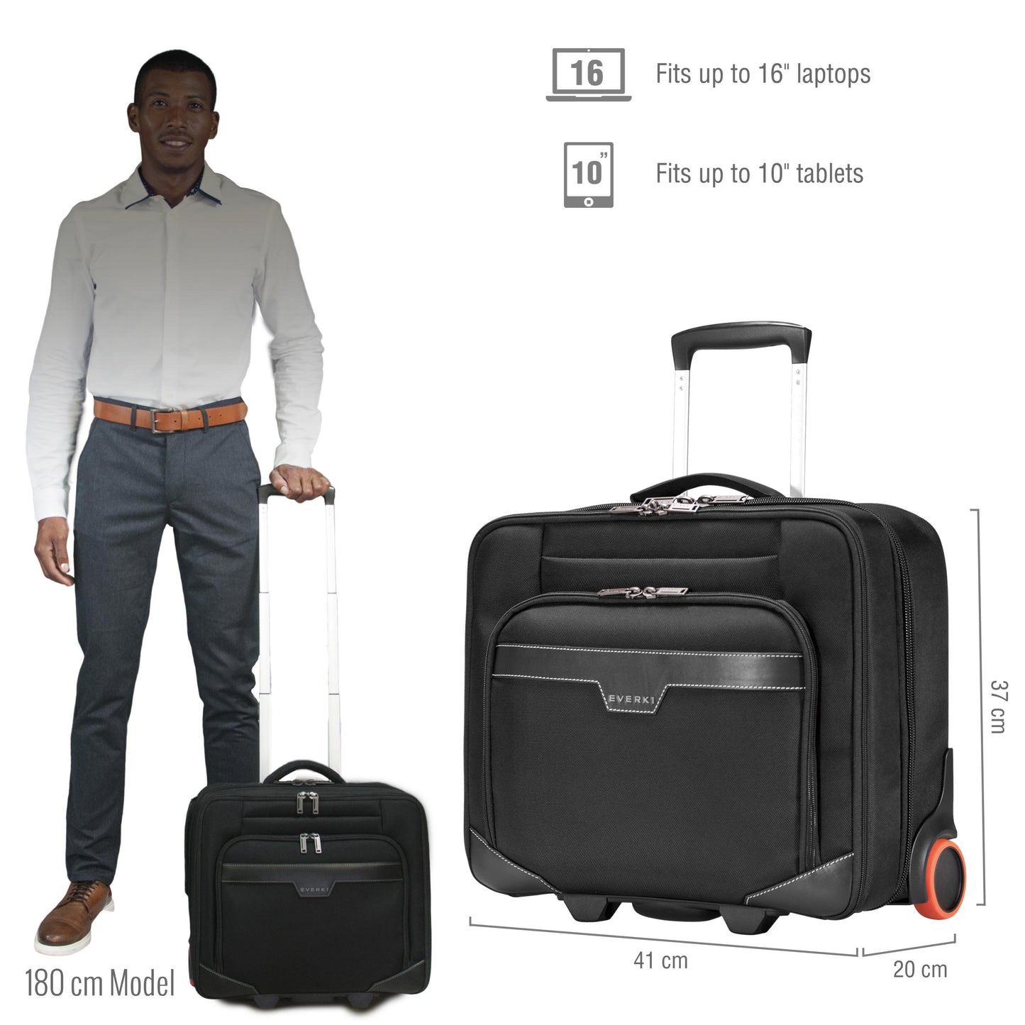 Everki Journey Laptop Trolley Rolling Briefcase 11-Inch to 16-Inch Adaptable Compartment