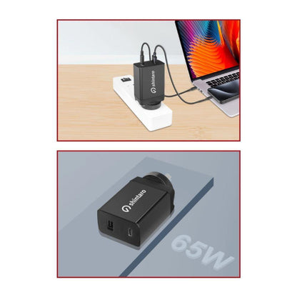 Shintaro 65W GaN Dual Port USB Wall Charger, USB-C & USB-A