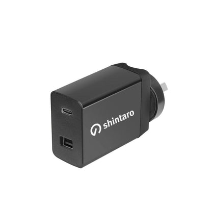 Shintaro 65W GaN Dual Port USB Wall Charger, USB-C & USB-A