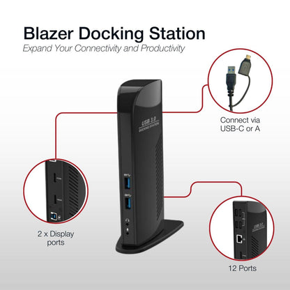 Shintaro Blazer USB 3.0 Dual Display Docking Station with USB-A/USB-C Support