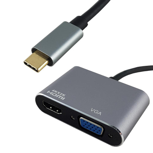 Shintaro USB-C to 4K HDMI & 1080P VGA Hub - Connect USB-C PCs to Monitors/TVs - Supports 4K@60Hz & 1080P Display