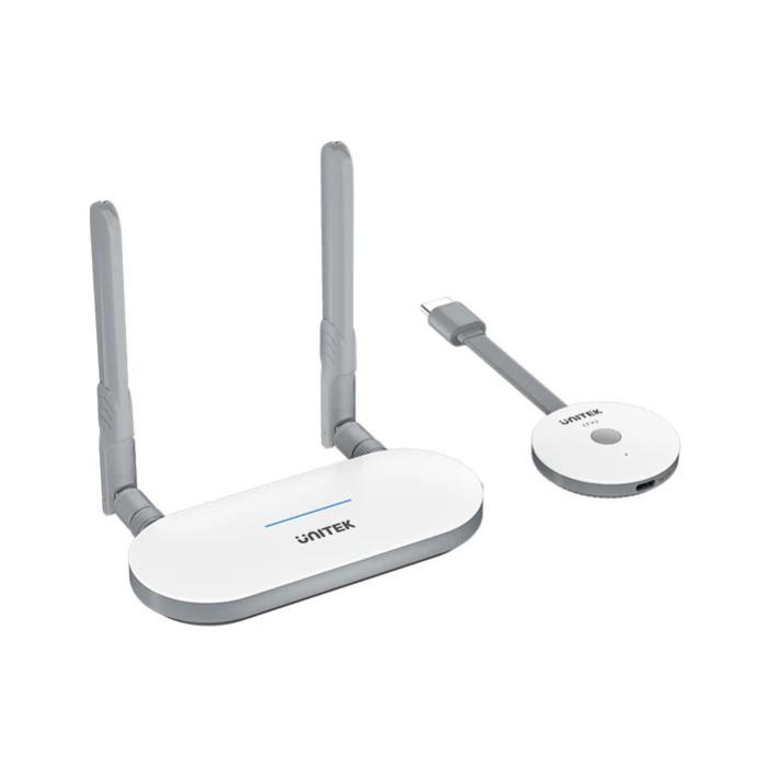 Unitek Wireless HDMI Transmitter & Receiver Kit 1920, *1080@60Hz, Up to 50M, Max. Gift Box. Network:2.4G+5G, Android/ Windows/ iOS/ Mac, White
