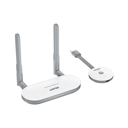 Unitek Wireless HDMI Transmitter & Receiver Kit 1920, *1080@60Hz, Up to 50M, Max. Gift Box. Network:2.4G+5G, Android/ Windows/ iOS/ Mac, White