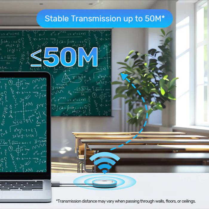 Unitek Wireless HDMI Transmitter & Receiver Kit 1920, *1080@60Hz, Up to 50M, Max. Gift Box. Network:2.4G+5G, Android/ Windows/ iOS/ Mac, White