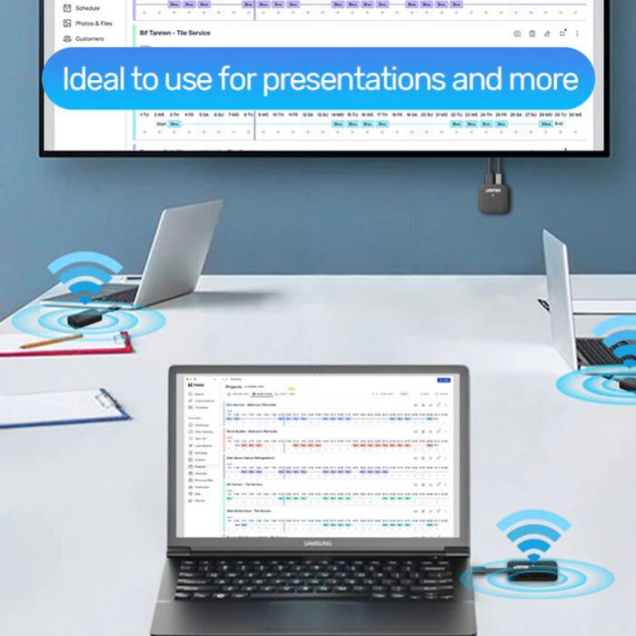 Unitek USB-C Wireless HDMI Extender Kit, Max. 1920, *1080@60Hz, Up to 50M, Gift Box, Network: 2.4G+5G, Android / Windows / iOS/ Mac, Black