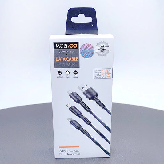 3 in1 Data Cable Compatible Mobigo 1.2m 3.5A Fast Charging Cable