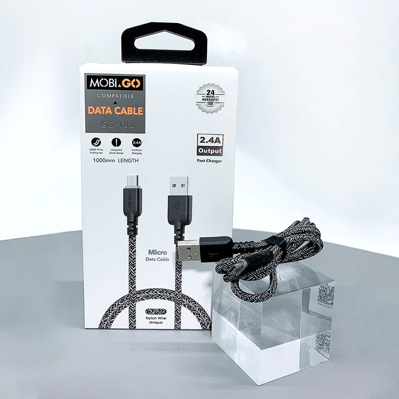 Briaded Fast Charging Mobigo 1m 2.4A High Speed USB-A to Micro USB Cable