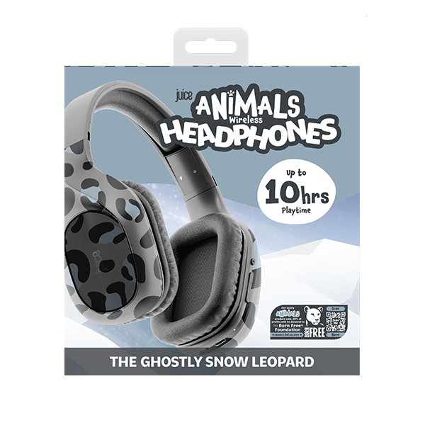 Juice Animals Wireless Bluetooth Headphones - Snow Leopard
