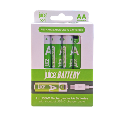 Juice AA Rechargeable Battery 4 Pack White
