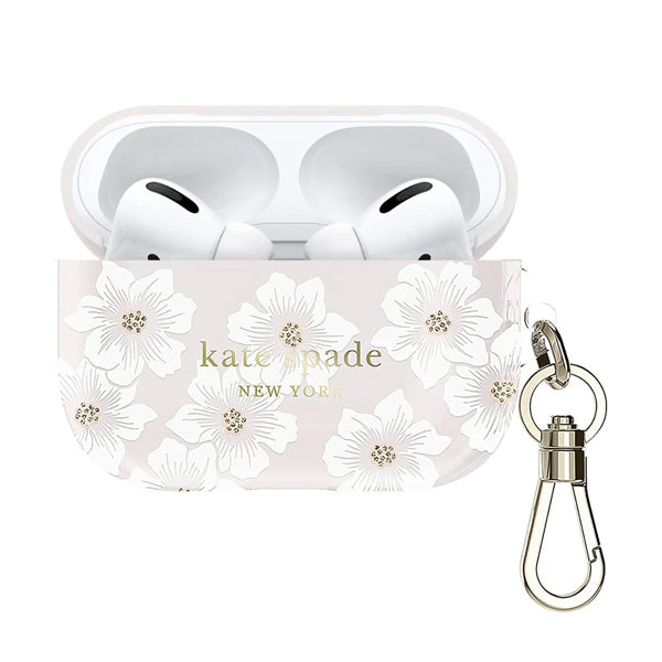Kate Spade New York AirPods Pro (1st/2nd) Case with Keychain Ring - Hollyhock Cream