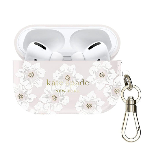 Kate Spade New York AirPods Pro (1st/2nd) Case with Keychain Ring - Hollyhock Cream