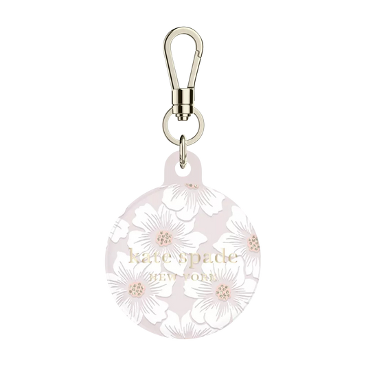 Kate Spade New York Air Tag Holder with Gold Ring Clip - Cream