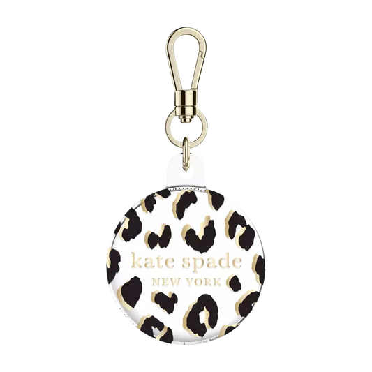 Kate Spade New York Air Tag Holder with Gold Ring Clip - City Leopard