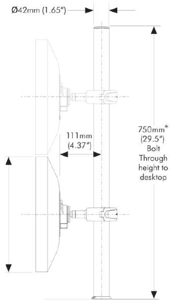 Atdec Spacedec POS Display Pole 750mm long 42mm diameter pole with one display head