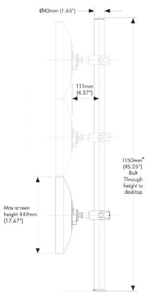 Atdec Spacedec POS Display Pole 1150mm long 42mm diameter pole with one display head