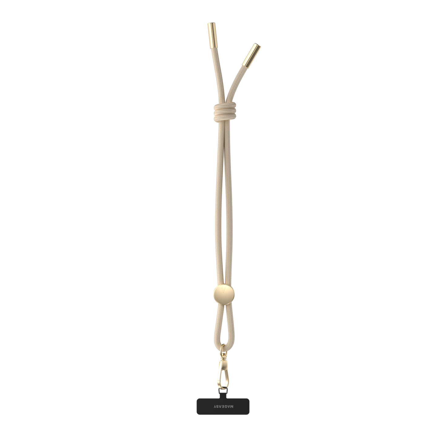 MagEasy 6mm Hand Wrist Strap Nylon String Phone Holder with Strap Card Holder - Beige