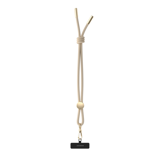 MagEasy 6mm Hand Wrist Strap Nylon String Phone Holder with Strap Card Holder - Beige