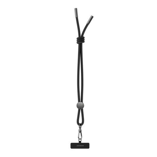 MagEasy 6mm Hand Wrist Strap Nylon String Phone Holder with Strap Card Holder - Black