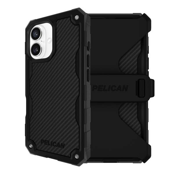 Pelican Shield MagSafe Case with Holster for iPhone 16 - Carbon Fibre