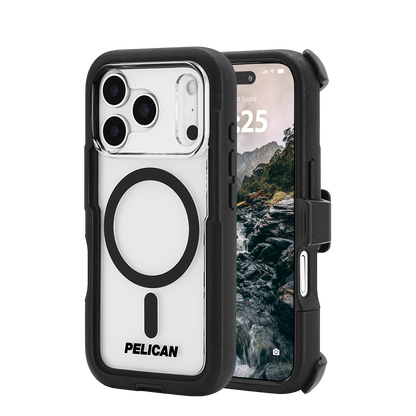 Pelican Voyager MagSafe Case with Holster for iPhone 17 Pro - Black/Clear