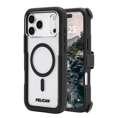 Pelican Voyager MagSafe Case with Holster for iPhone 17 Pro Max - Black/Clear