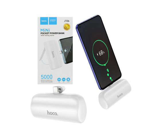Hoco Pocket Power Bank J106 with Folding Stand Type-C 5000mAh - White