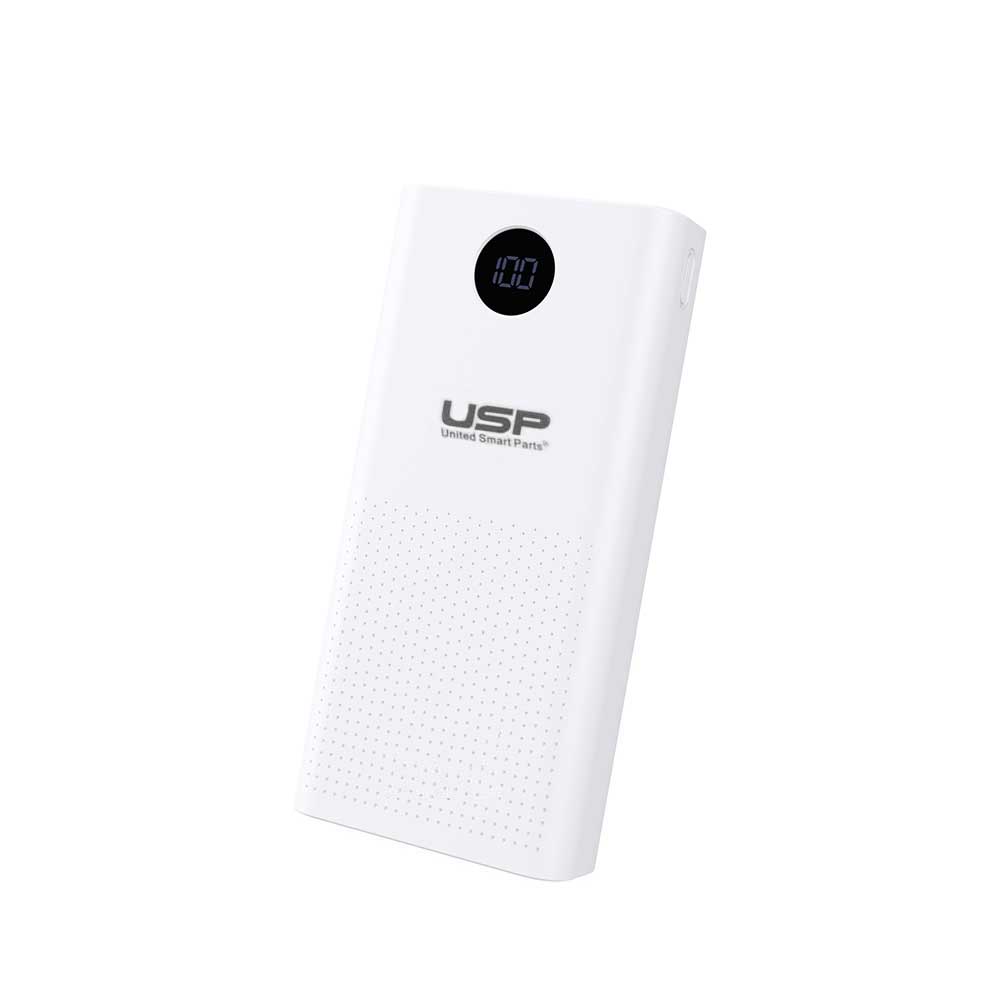 USP Universal Power Bank 20K mAh (20000mAh) White with 2 USB Outputs and 2 Input