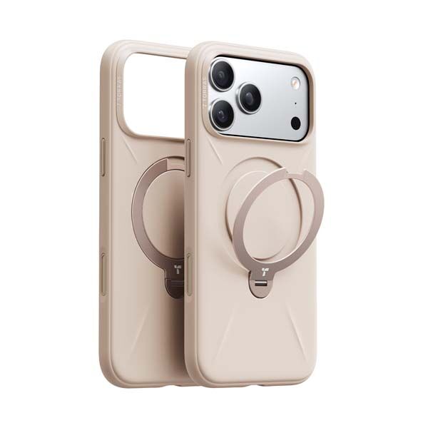 Torras Ostand Spin Silicon MagSafe Case for iPhone 17 Pro - Modern Brown