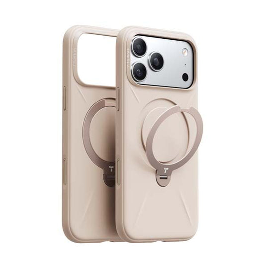 Torras Ostand Spin Silicon MagSafe Case for iPhone 17 Pro - Modern Brown