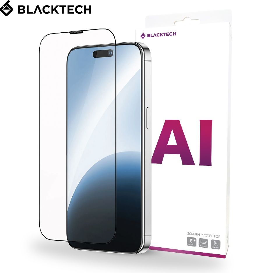 iPhone 14 Pro BLACKTECH AI AUTO 9D Full Cover Tempered Glass - Black