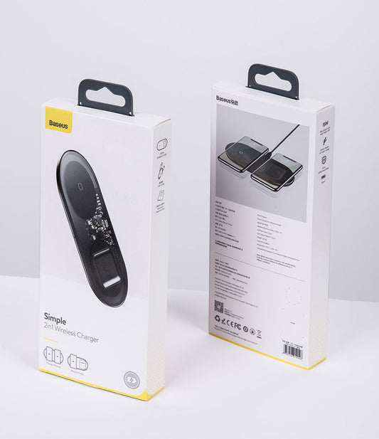Baesus Universal Magnetic Aluminium 3 in 1 Qi Wireless Glossy Rugged Charger - Black