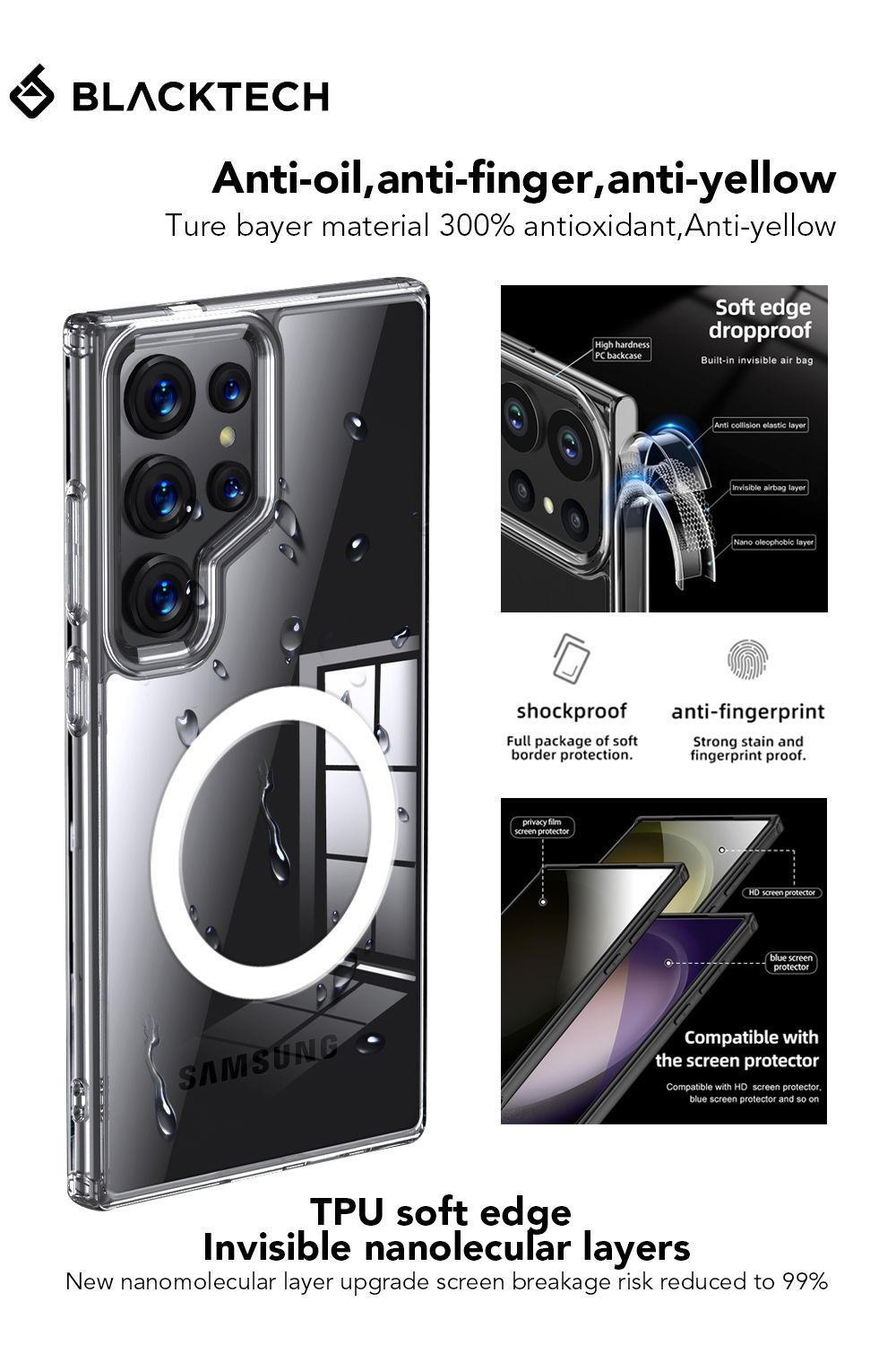 Samsung Galaxy S24 Plus / S25 Plus BLACKTECH Aero Glide (MagSafe Compatible) - Clear