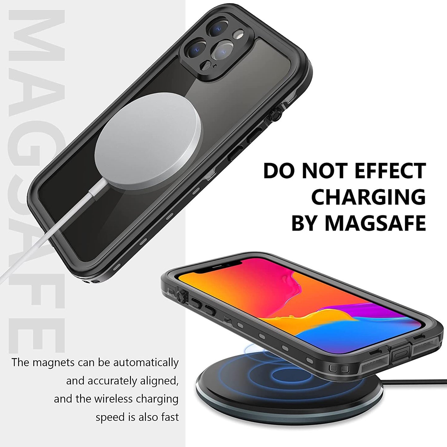 iPhone 14 BLACKTECH Waterproof With Magnetic Ring - Black