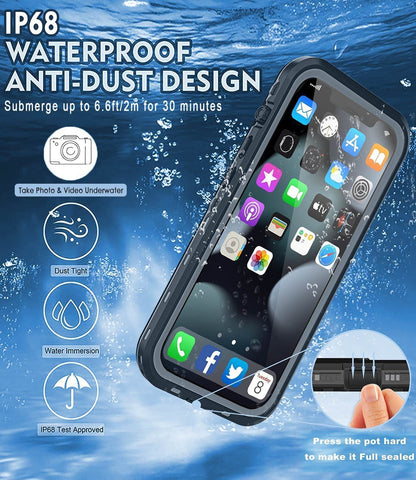 iPhone 14 Pro BLACKTECH Waterproof With Magnetic Ring - Black