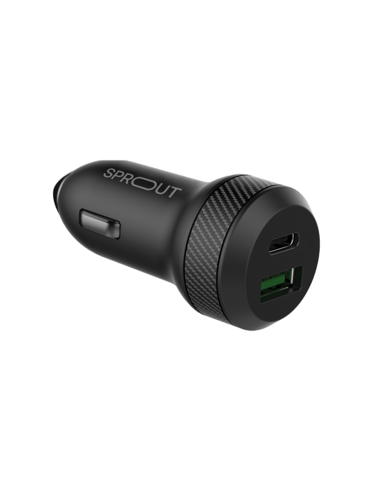 Sprout Dual Port Car Chgr QC3.0 - Black