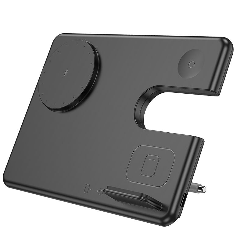 Universal 15W Geek Folding 3 in1 Magnetic Fast Wireless Charger For iWatch-Black