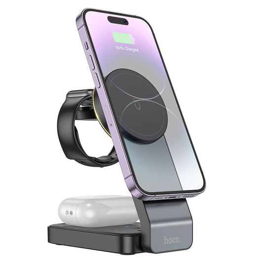 Hoco CQ3 3-in-1 Fast Wireless Magnetic Folding Charger for iPhone Watch Earbuds