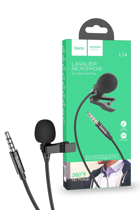 Hoco 3.5mm To Microphone Clear Sound Format Best for Gaming/Vlogging Durable- Black