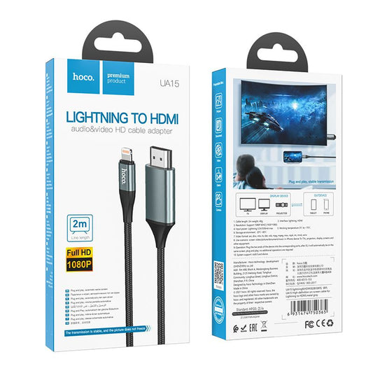 Hoco For iPhone iPad To HDMI Digital 4k TV / Monitor/ Projector Adapter 2M Cable AU