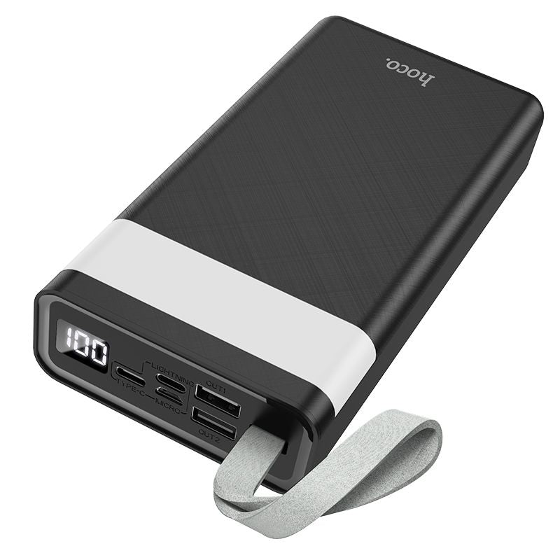 Hoco J73 Fast Charging and Desk Lamp Power Bank 30000mAh Power Bank - Black