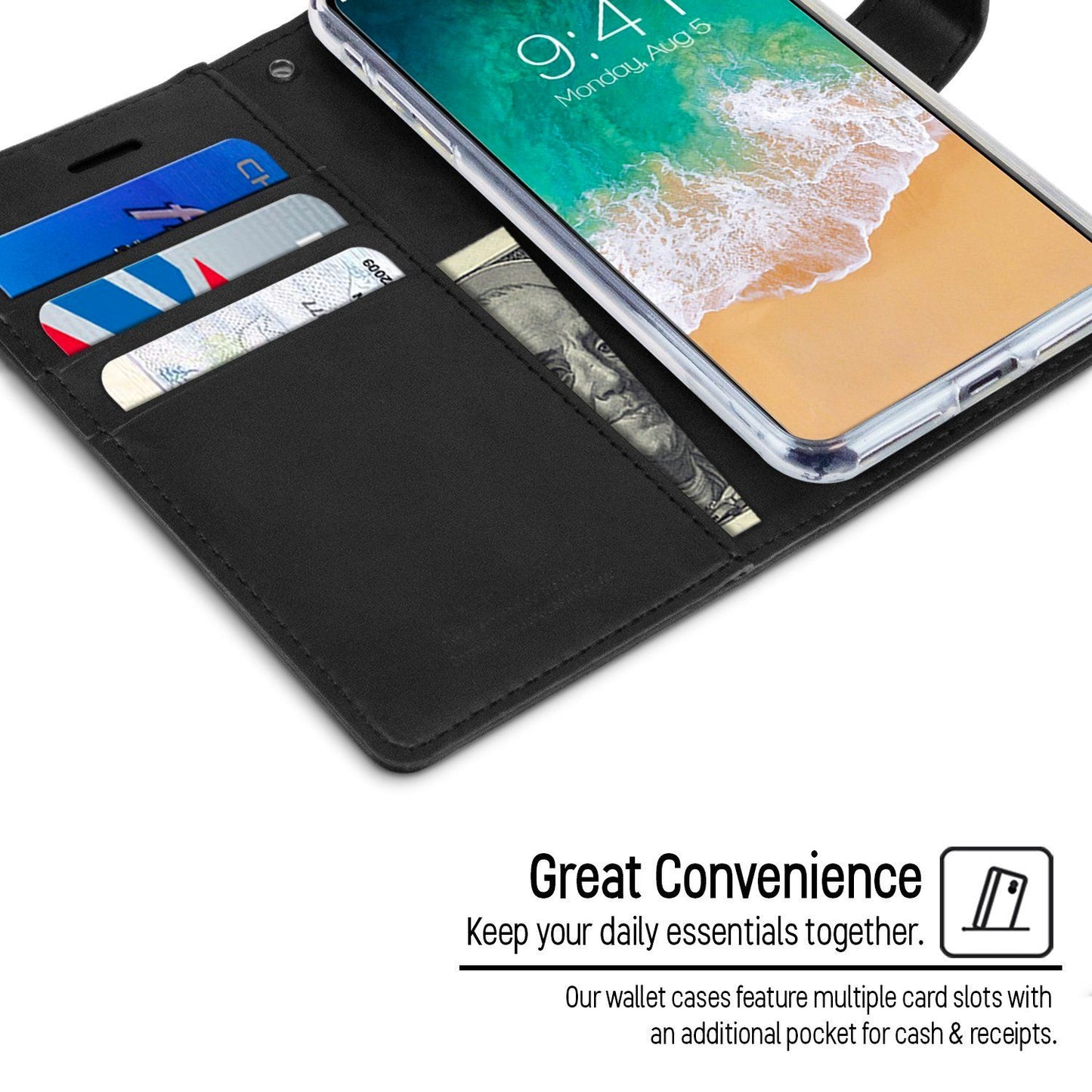 iPhone Air Goospery Mercury Blue Moon Diary - Black