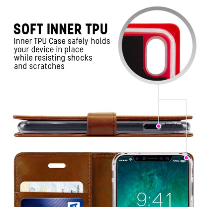 iPhone 15 Pro Max Goospery Mercury Blue Moon Diary - Brown