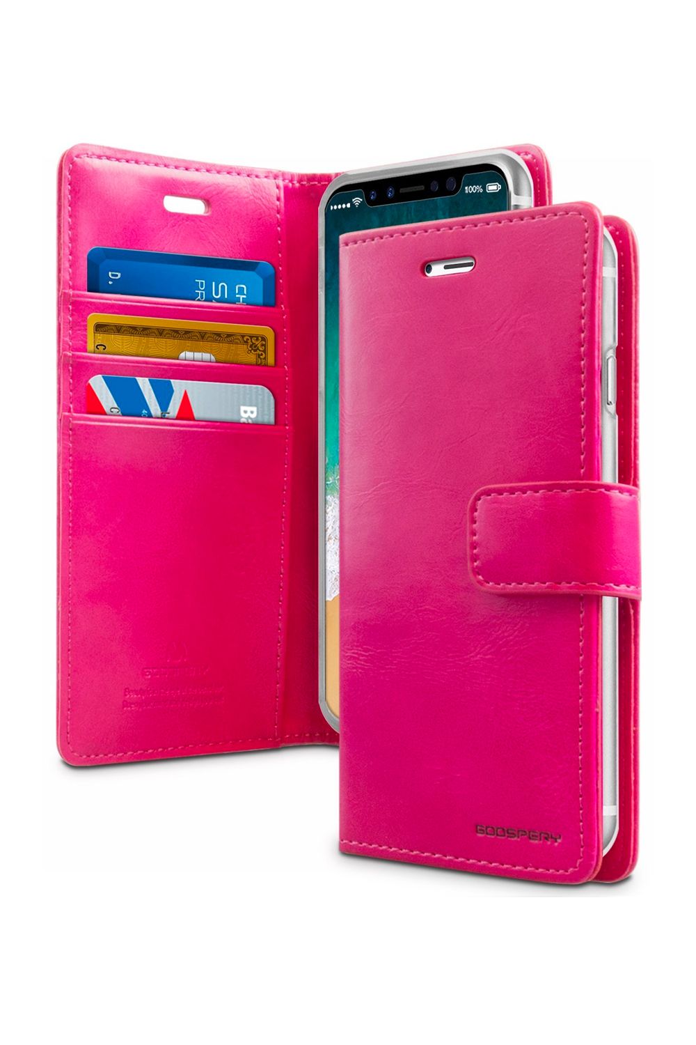 iPhone 15 Pro Max Goospery Mercury Blue Moon Diary - Hot Pink